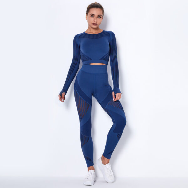 Seamless Knitted Absorbent Yoga Long-Sleeved Suit Yoga Wearsuit - Image 5