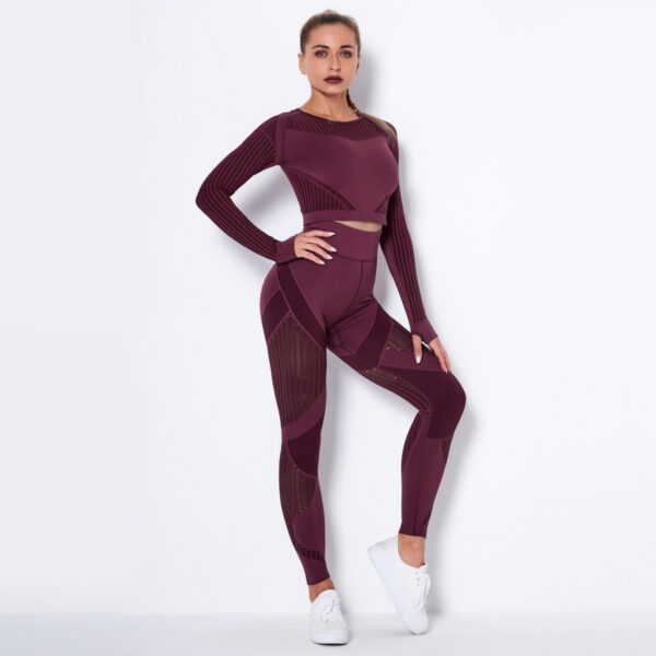 Seamless Knitted Absorbent Yoga Long-Sleeved Suit Yoga Wearsuit - Image 10