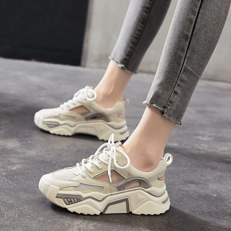 Spring Women's Mesh Breathable Comfortable Sneakers Thick-soled Lace-up Increased Dad Shoes Casual Vulcanized Shoes Women