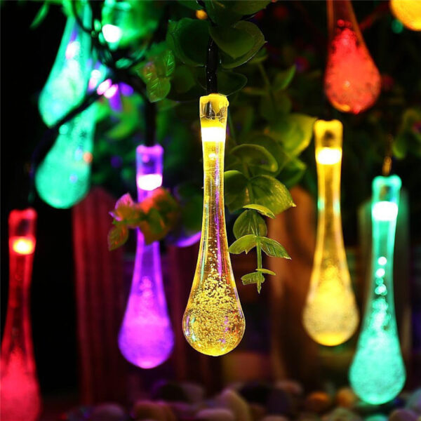 LED Outdoor Water Drops Solar Lamp String Lights LED Fairy Holiday Christmas Party Garland Garden Waterproof - Image 8