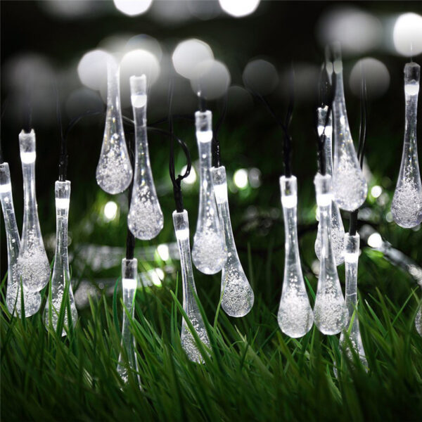 LED Outdoor Water Drops Solar Lamp String Lights LED Fairy Holiday Christmas Party Garland Garden Waterproof - Image 10