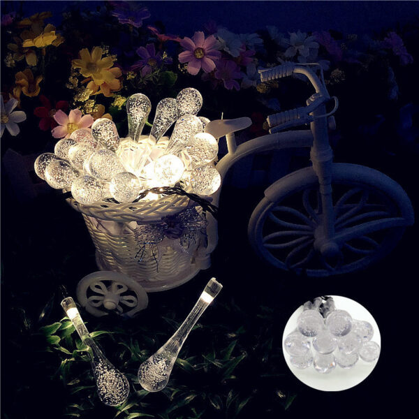 LED Outdoor Water Drops Solar Lamp String Lights LED Fairy Holiday Christmas Party Garland Garden Waterproof - Image 9