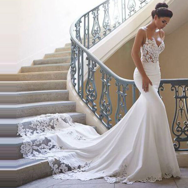 Spaghetti Straps Lace Bridal Gown - Image 5