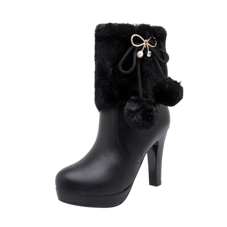 Women's Boots High-heeled Short BootsThick-heeled Large Size Women's Shoes - Image 4