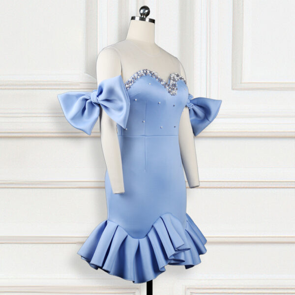 See-Through Mesh And Beaded Ruffles Women's Dress - Image 2