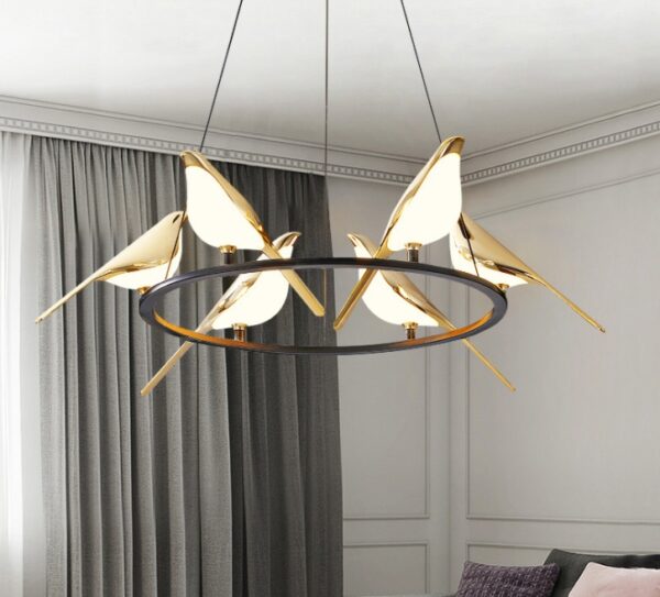 Nordic Minimalist Dining Table Bird Art Living Room Chandelier - Image 2