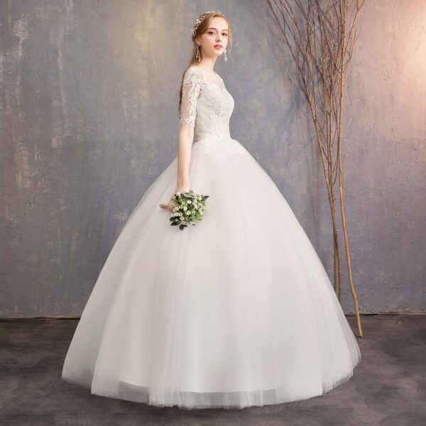 New Fashion Slim Fit Lace Mid Sleeve Plus Size Photo Studio Wedding Dress - Image 10