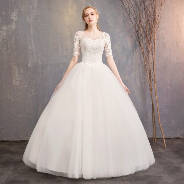 New Fashion Slim Fit Lace Mid Sleeve Plus Size Photo Studio Wedding Dress - Image 8