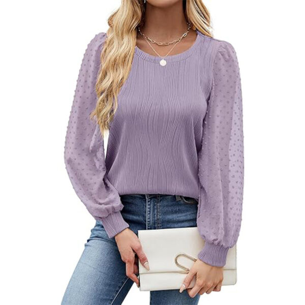 Women's Round Neck Chiffon Puff Sleeve Fashion - Image 6