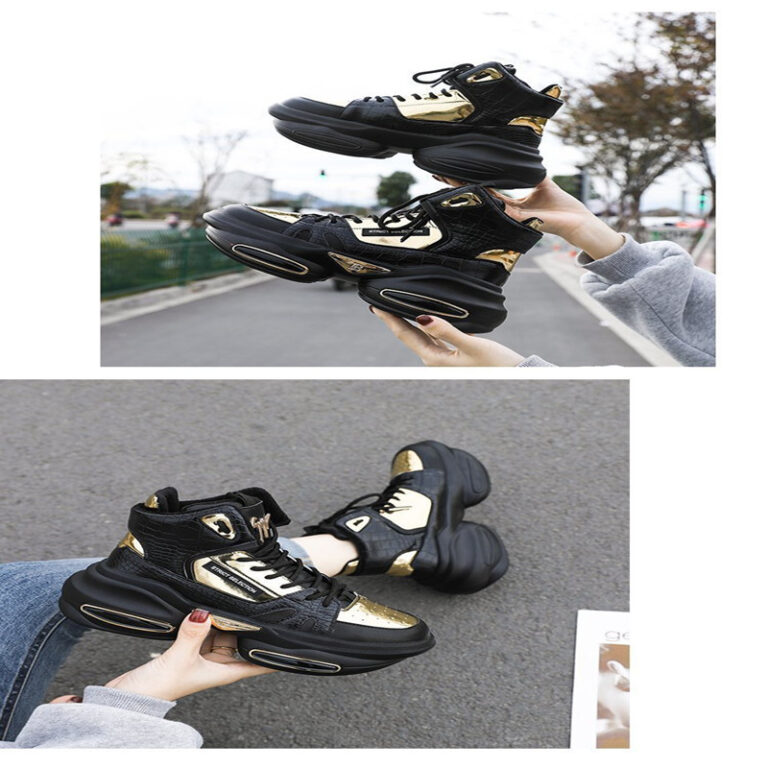 Winter New Trendy Women's High-Top Plus Velvet Shiny Thick-Soled Cotton Shoes - Image 4