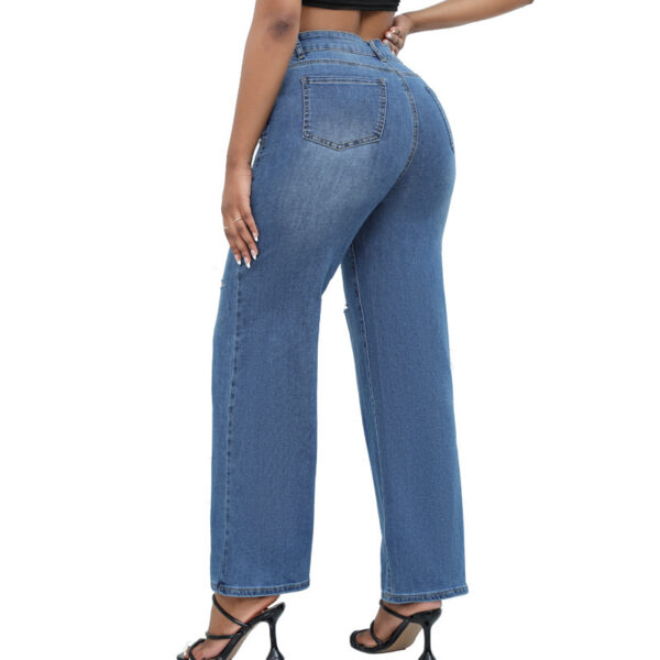 Elegant Ripped Wide-leg Jeans Women - Image 2