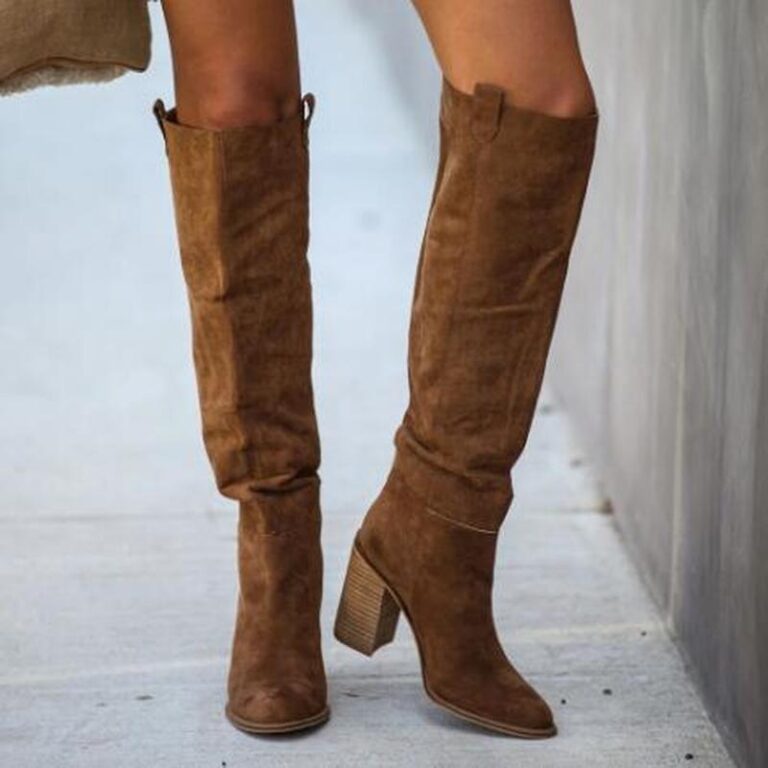 Over The Knee Round Head Suede Thick Heel Fashion Sleeve Boots - Image 7