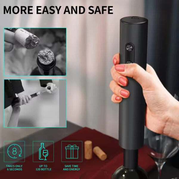 Electric Wine Opener Set Automatic Wine Opener Spiral Corkscrew Battery Powered One-click Button Can Opener For Home Party Bar - Image 3