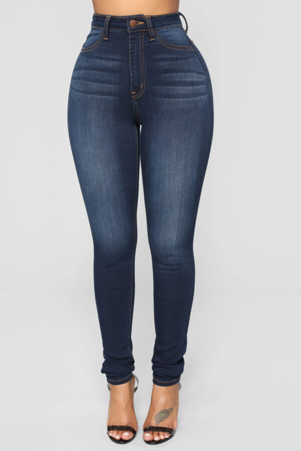 Ultra High Waist Stretch Hip Lift Denim Skinny Pants - Image 3