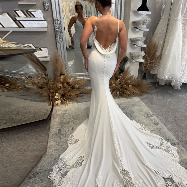 Bridal Backless Simple Satin Super Fairy Mori Style Trailing Strap Welcome Dress - Image 10