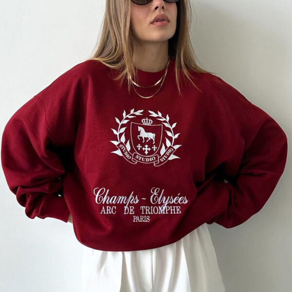 Women's Round Neck Printed Pullover Sweatshirt