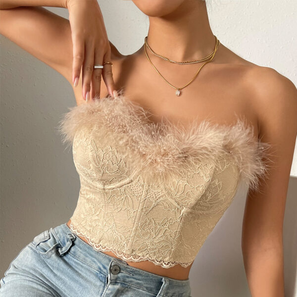 Women's Fashionable Lace Low-cut Tube Top