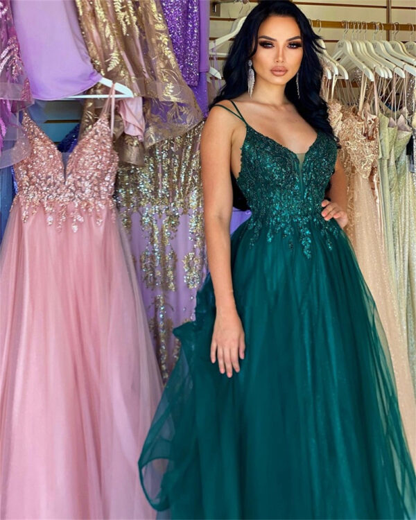 Dark Green Banquet Host Evening Dress - Image 8