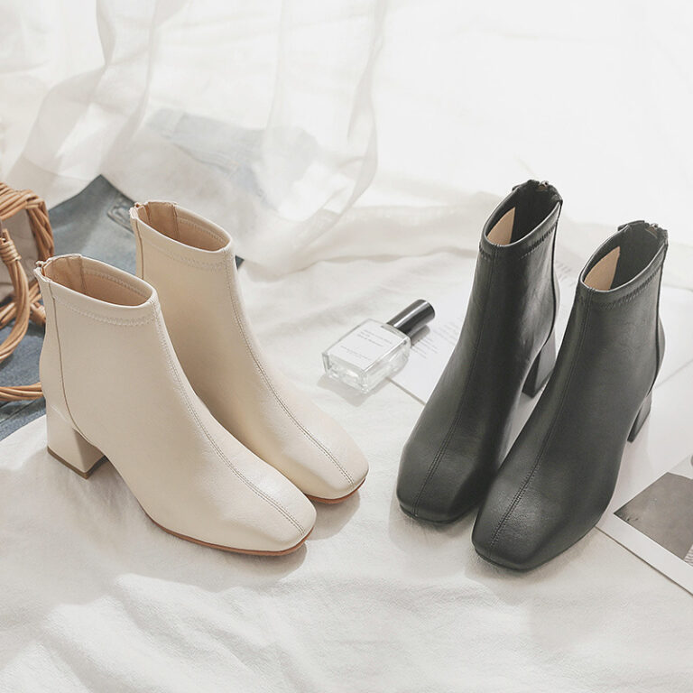 Fashion Female Mid-Heel Thick-Heel White Boots