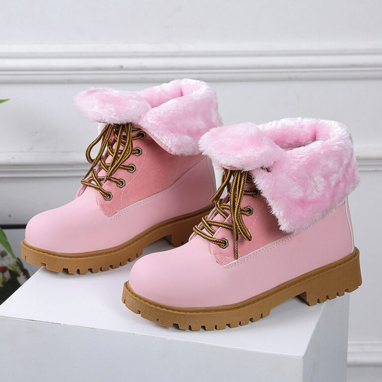 European and American round toe lace low heel snow boots - Image 5