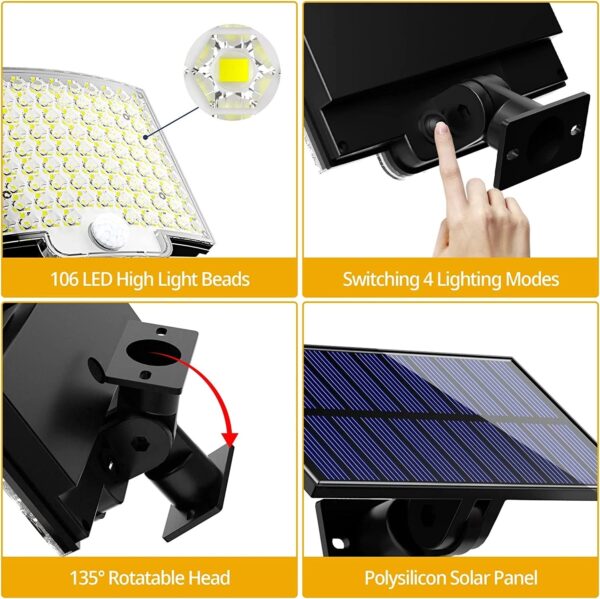 Garden Lamp 106led Solar Wall Lamp - Image 6