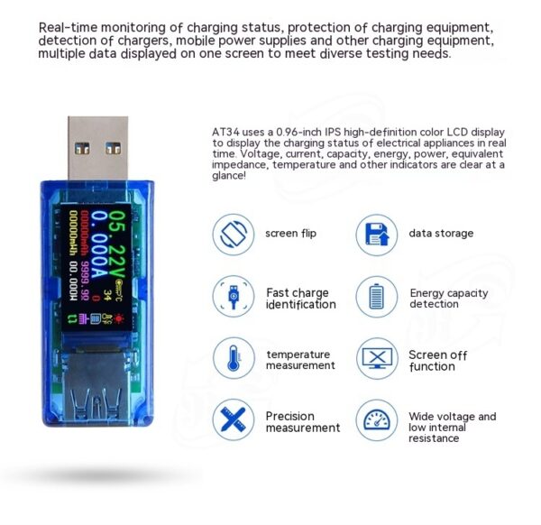 AT34 Digital Voltmeter USB Charger Detection Instrument - Image 6