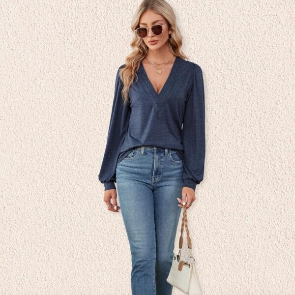 V-neck Casual Long Sleeve Top