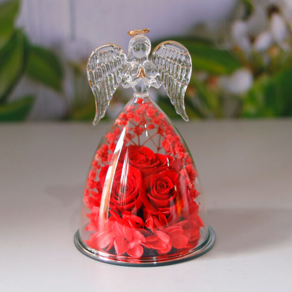 Eternal Flower Gift Box Angel Glass Cover Dried Rose Gift Box For Christmas New Year Valentine's Day Home Decor - Image 3