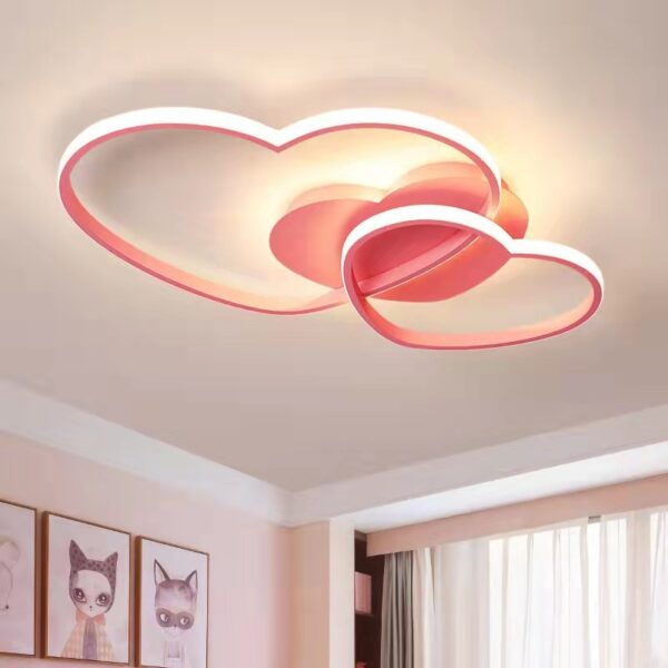 Double Heart Children's Bedroom LED Ceiling Light