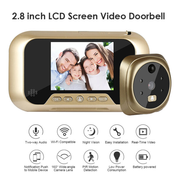 2.8 Inch Infrared Night Vision Camera Video Intelligent Electronic Peephole Visual Peephole Doorbell - Image 2