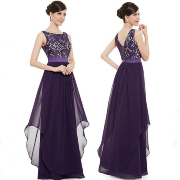 Lace spliced chiffon dress - Image 2