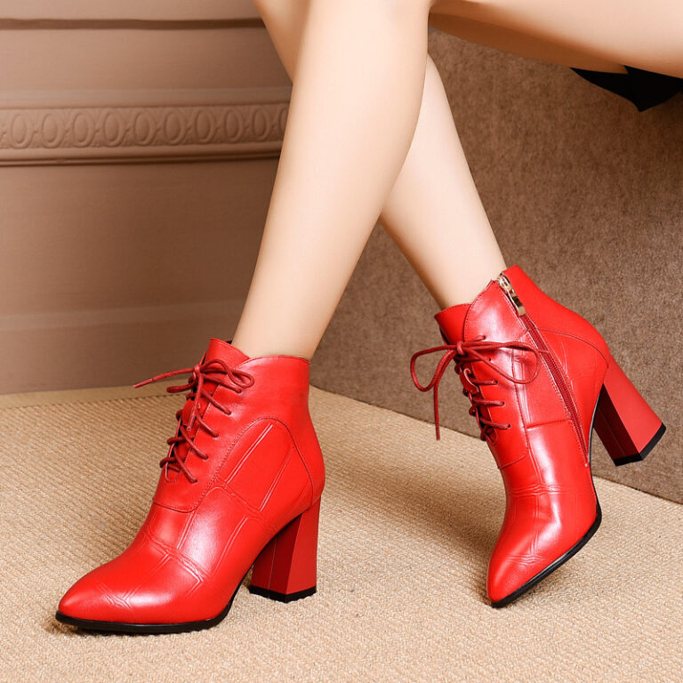 All-match thick heel leather boots high heel boots women - Image 5