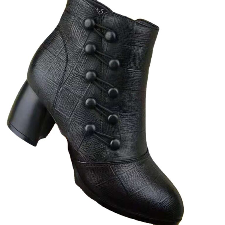 Embossed Double-breasted Martin Boots Women's Pointed Toe Side - Image 2