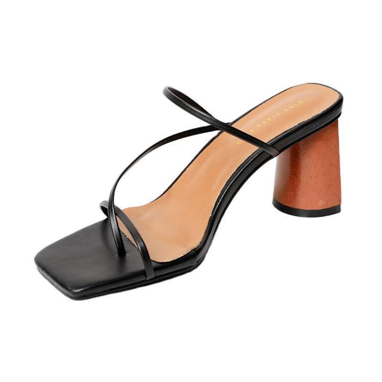 Square toe  thin strap chunky heel sandals - Image 9