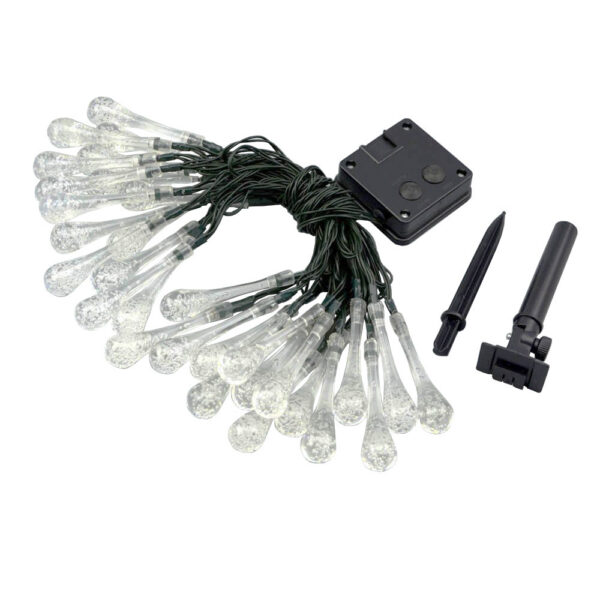 LED Outdoor Water Drops Solar Lamp String Lights LED Fairy Holiday Christmas Party Garland Garden Waterproof - Image 3