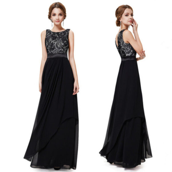 Lace spliced chiffon dress - Image 4