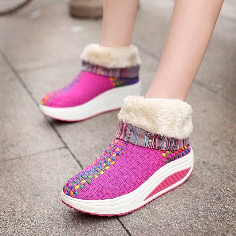 Winter plus velvet sneakers women Korean knitting - Image 3