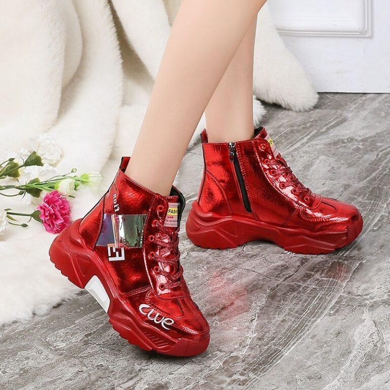 Tendon Sole Women's Shoes Patent Leather Platform Single Shoes Platform Sneakers