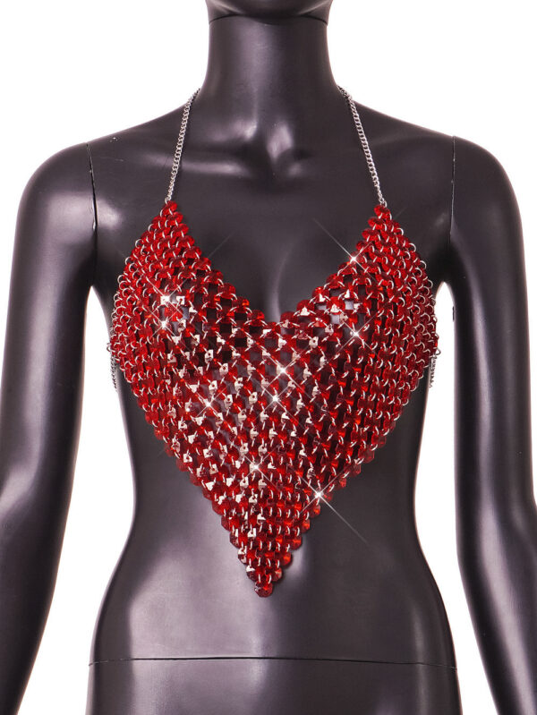 Fashion Backless Gem Stitching Vest - Image 5