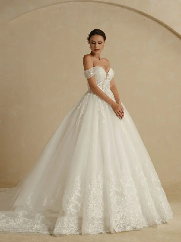 Off-shoulder Bridal Main Wedding Dress Elegant Court Style High-grade Luxury French Light Door Yarn - Image 9