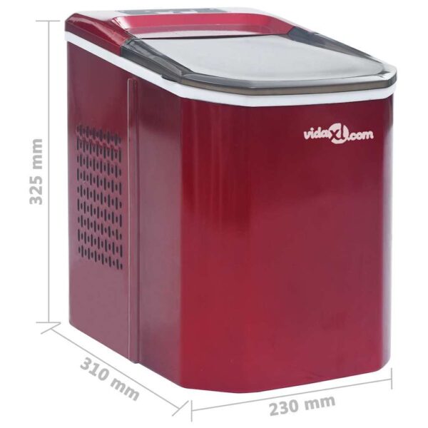 vidaXL Ice Cube Maker Red 0.37 Gallon 33.1 lbs / 24 h