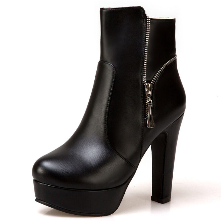 Women's thick heel high and short boots - Image 5