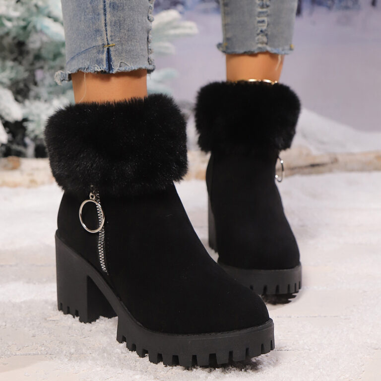 Snow Velvet Thermal And Thickening Thick Heel Women's Short Boots - Image 3