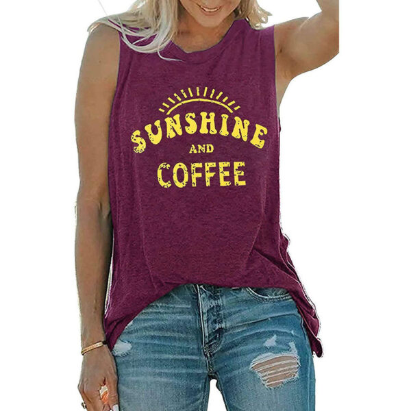 E Printed Round Neck Sleeveless T-shirt For Women - Image 7