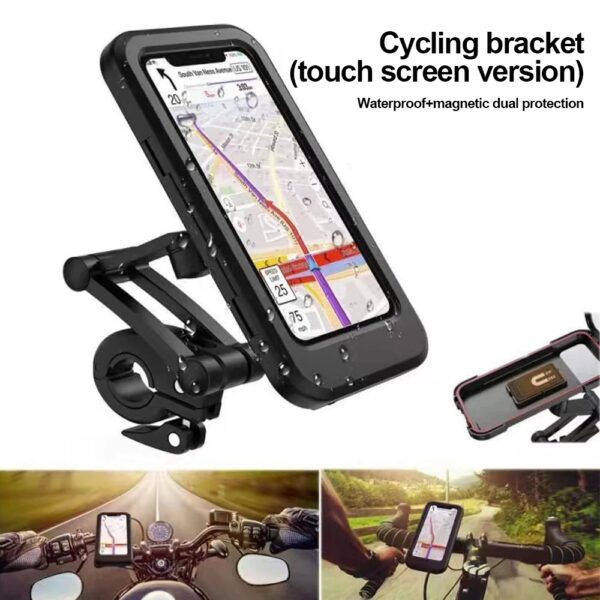 Waterproof Motorcycle Bike Mobile Phone Holder Magnetic Universal Bicycle GPS 360 Degree Swivel Adjustable Motorcycle Cellphone Holder - Image 2