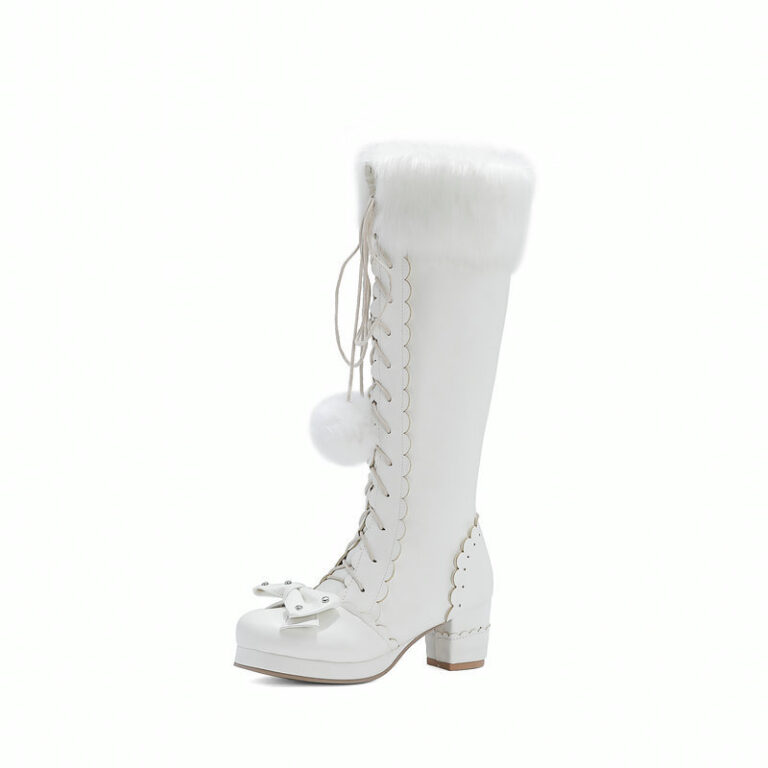 Lace-up high-top fur ball warm boots - Image 3