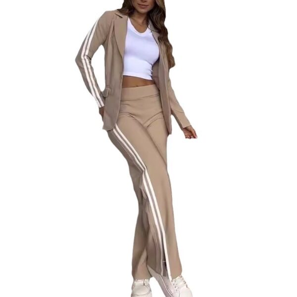 Women's Casual Polo Collar Suit Wide-leg Pants Two-piece Suit - Image 4