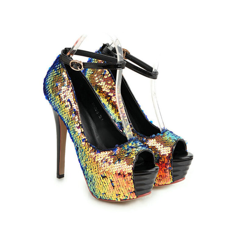 Super high heel sequined high heels - Image 4