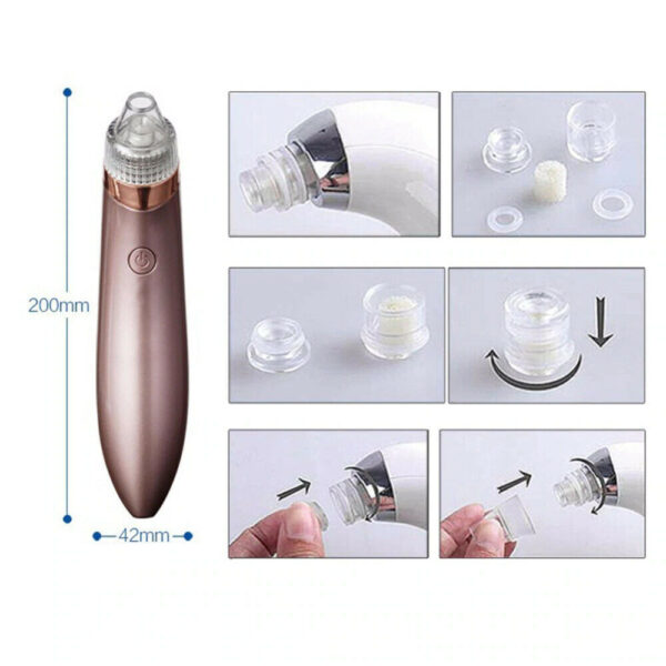 Electric Blackhead Vacuum Pore Cleaner Acne Pimple Remover Strong Suction Tool Electric Blackhead Remover Pore Vacuum Suction Diamond Dermabrasion Face Cleaner - Image 2