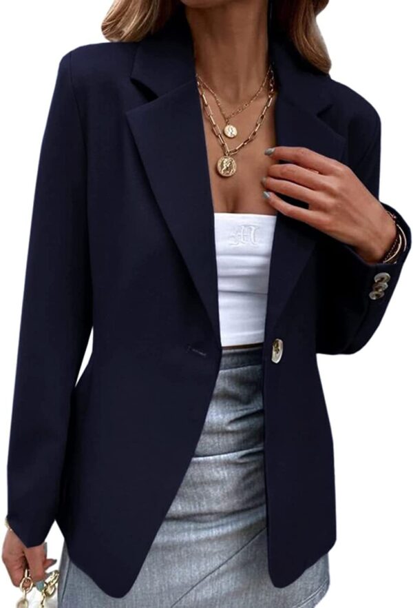 Long Sleeve One Button Suit Coat - Image 3